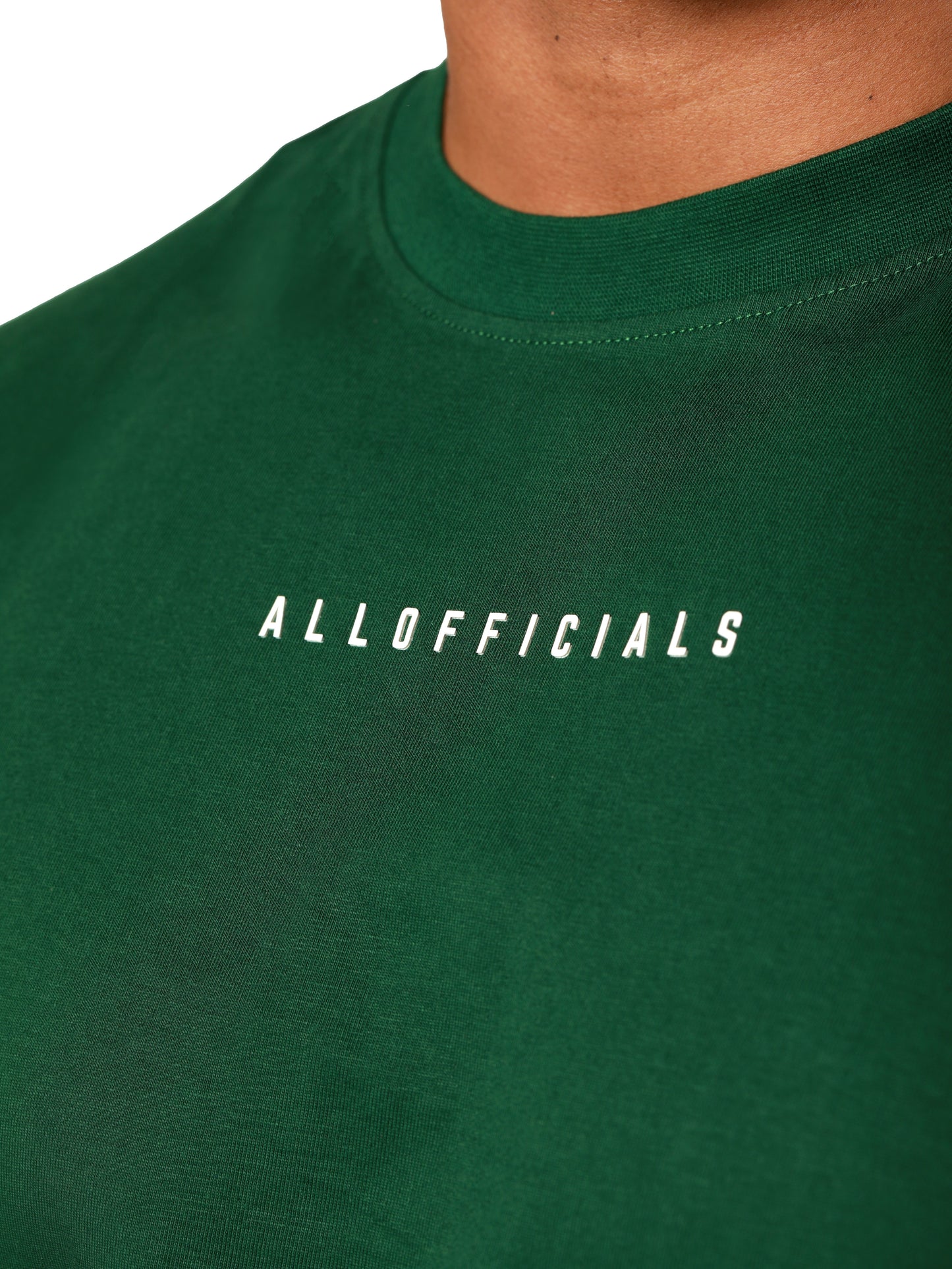 Essential Oversized Tee Bottle Green chest
