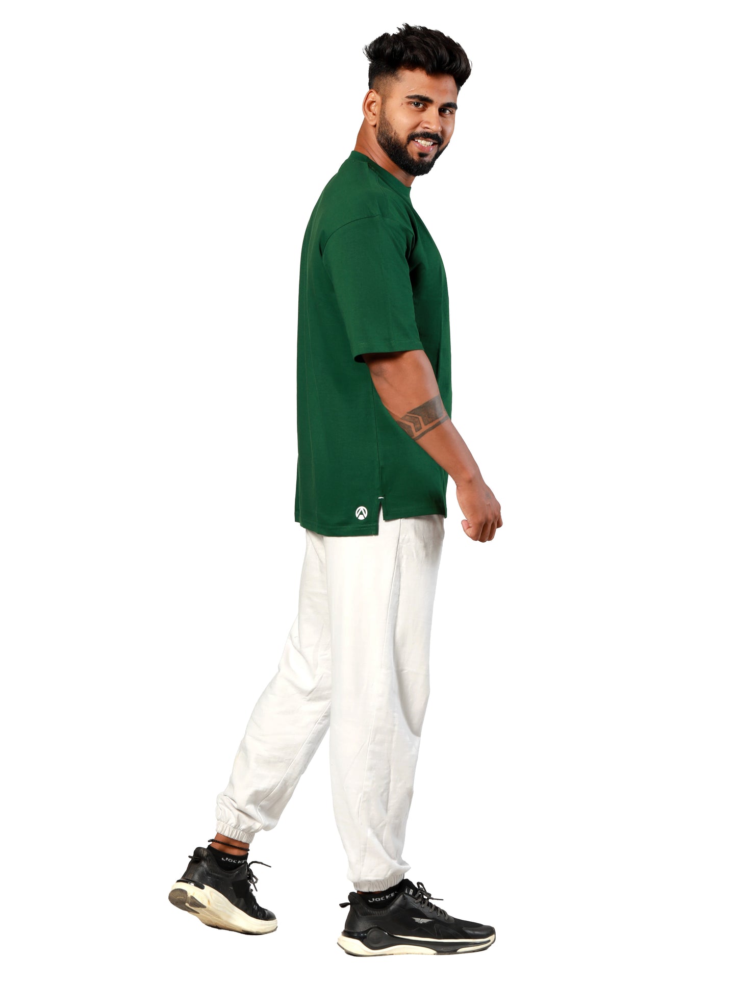 Essential Oversized Tee Bottle Green right side