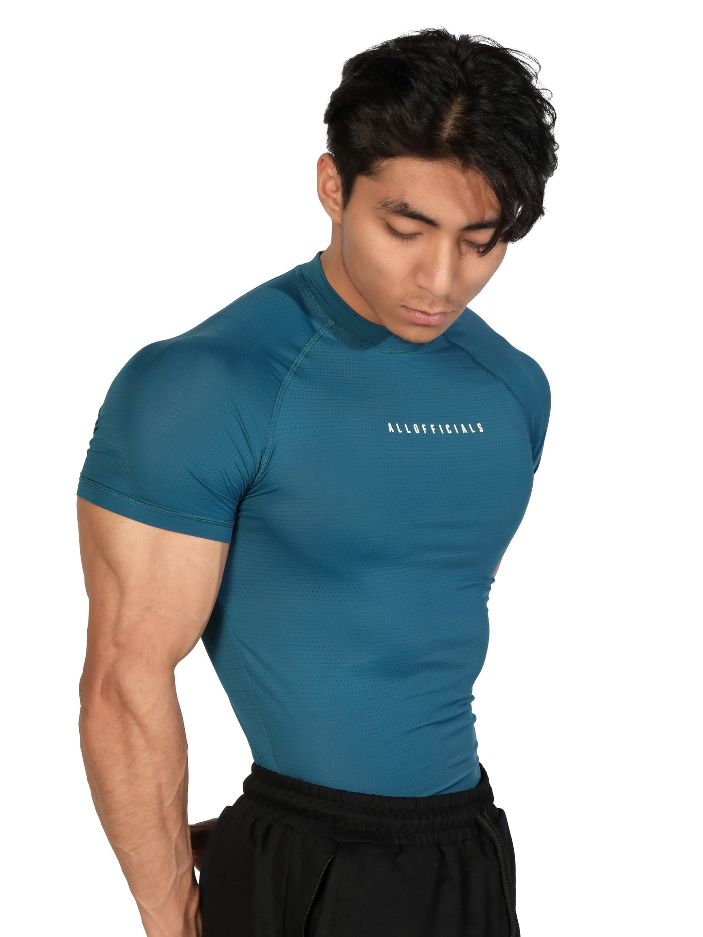 N1 Compression Short Sleeve T-Shirt Airforce Blue Right Front View