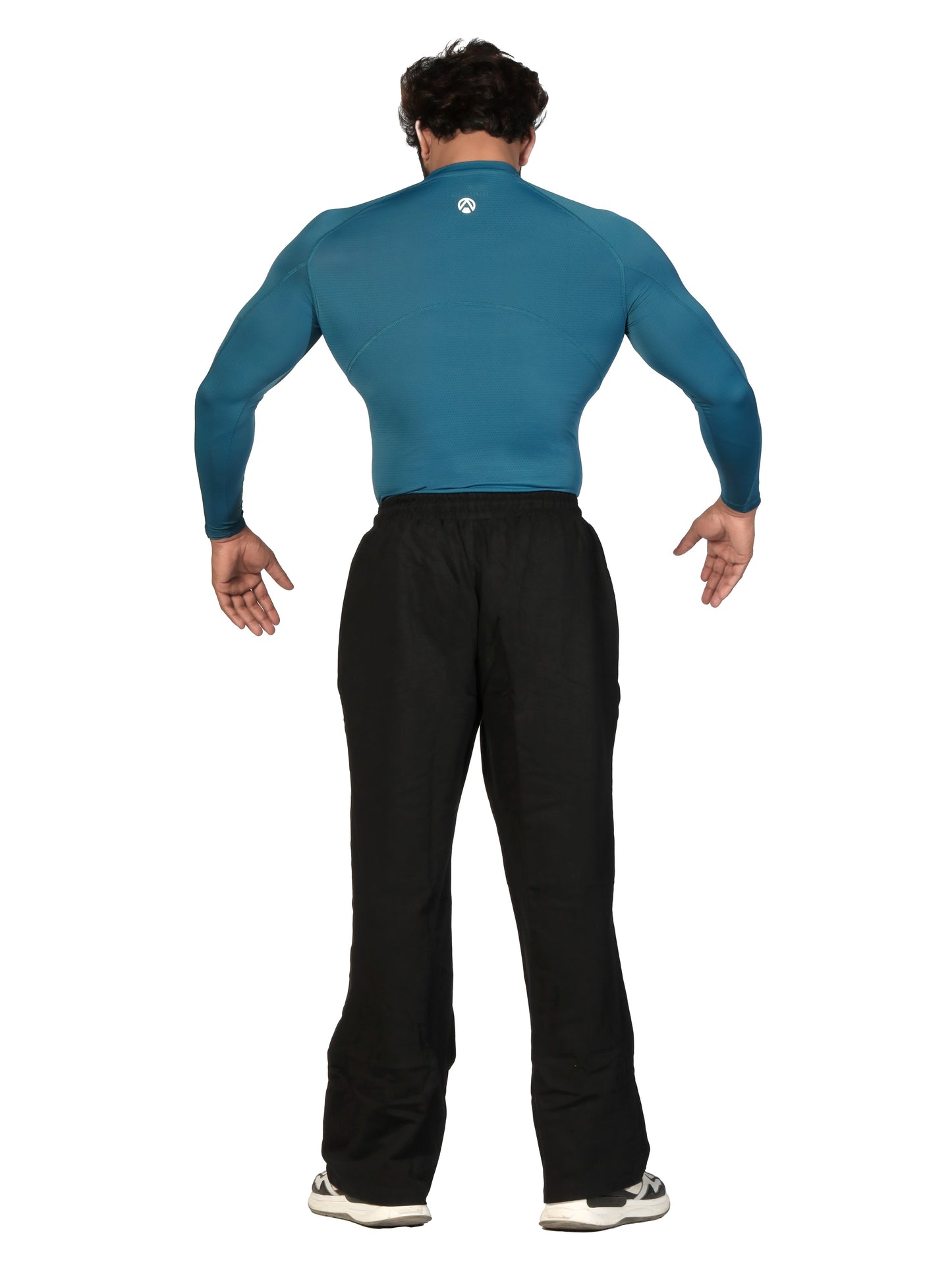 N1 Compression T-Shirt Long Sleeve Airforce Blue worn by a male model