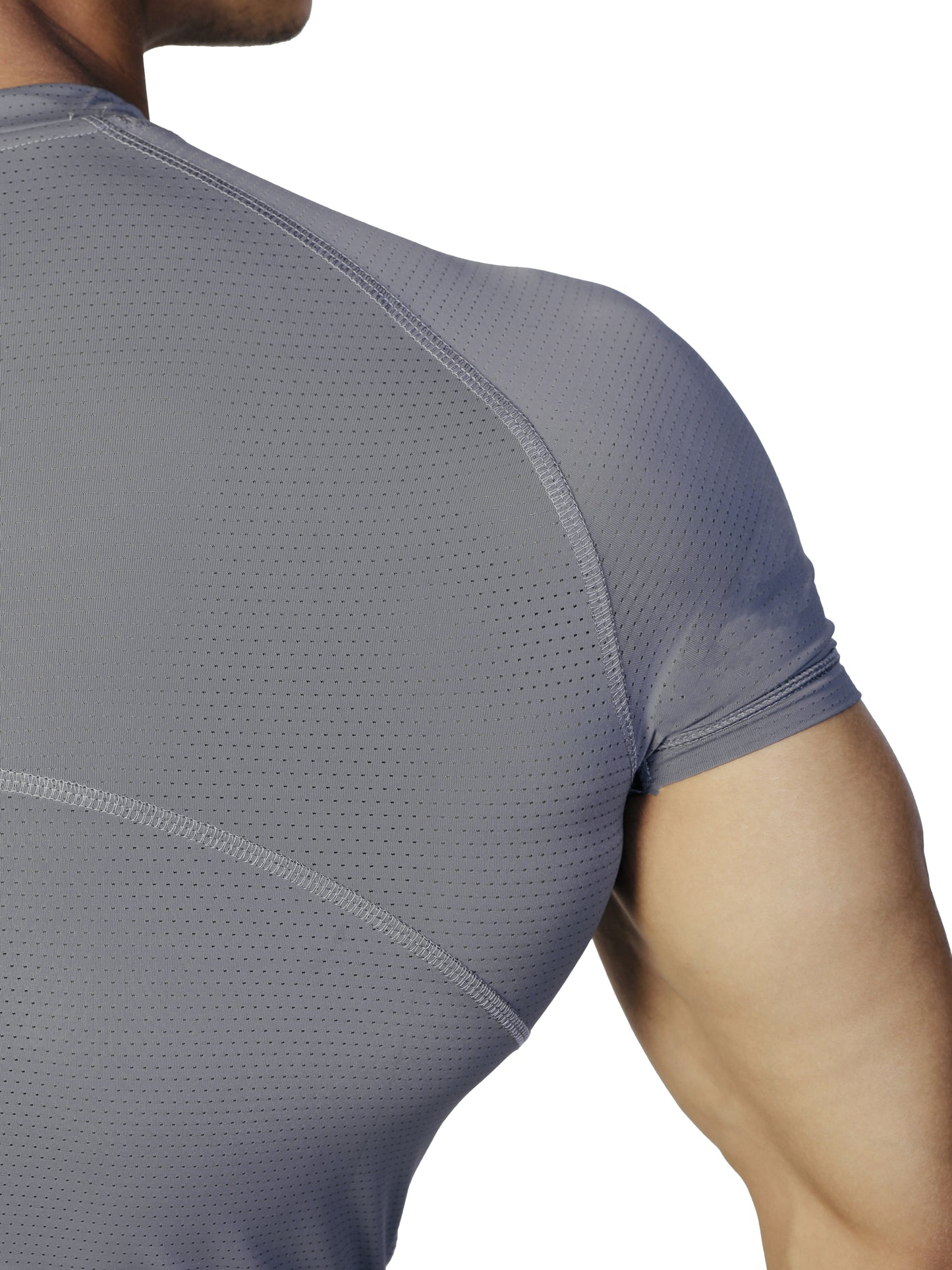 N1 Compression T-Shirt Long Sleeve Medium Grey back shoulder view