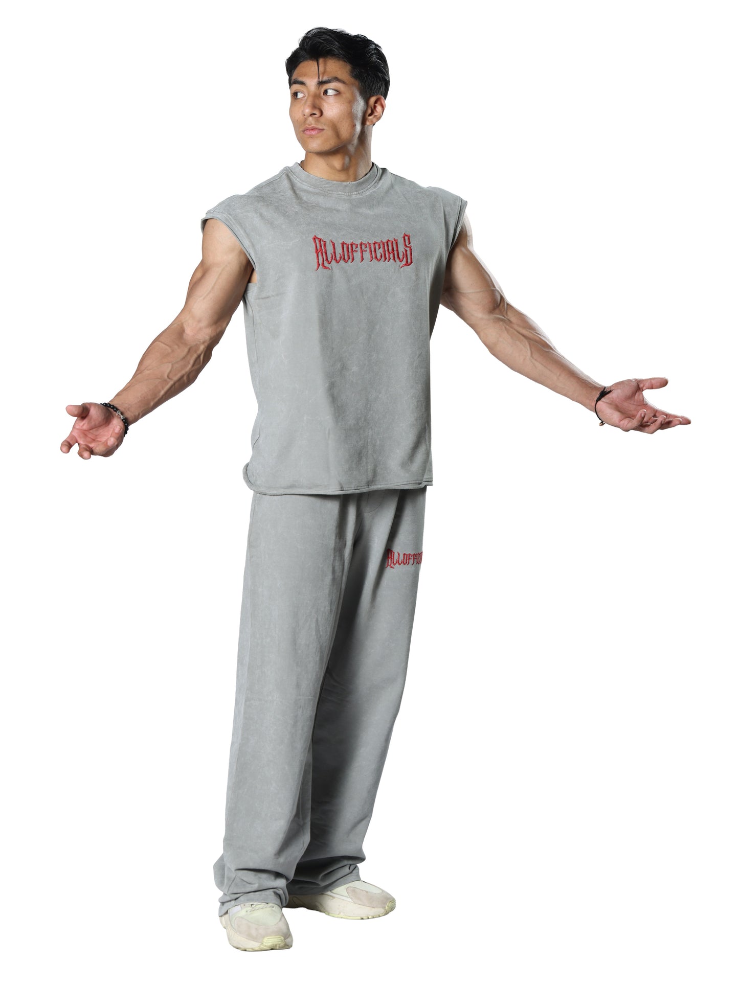 Premium Revenge Washed Grey Men's Gym Cut-Offs