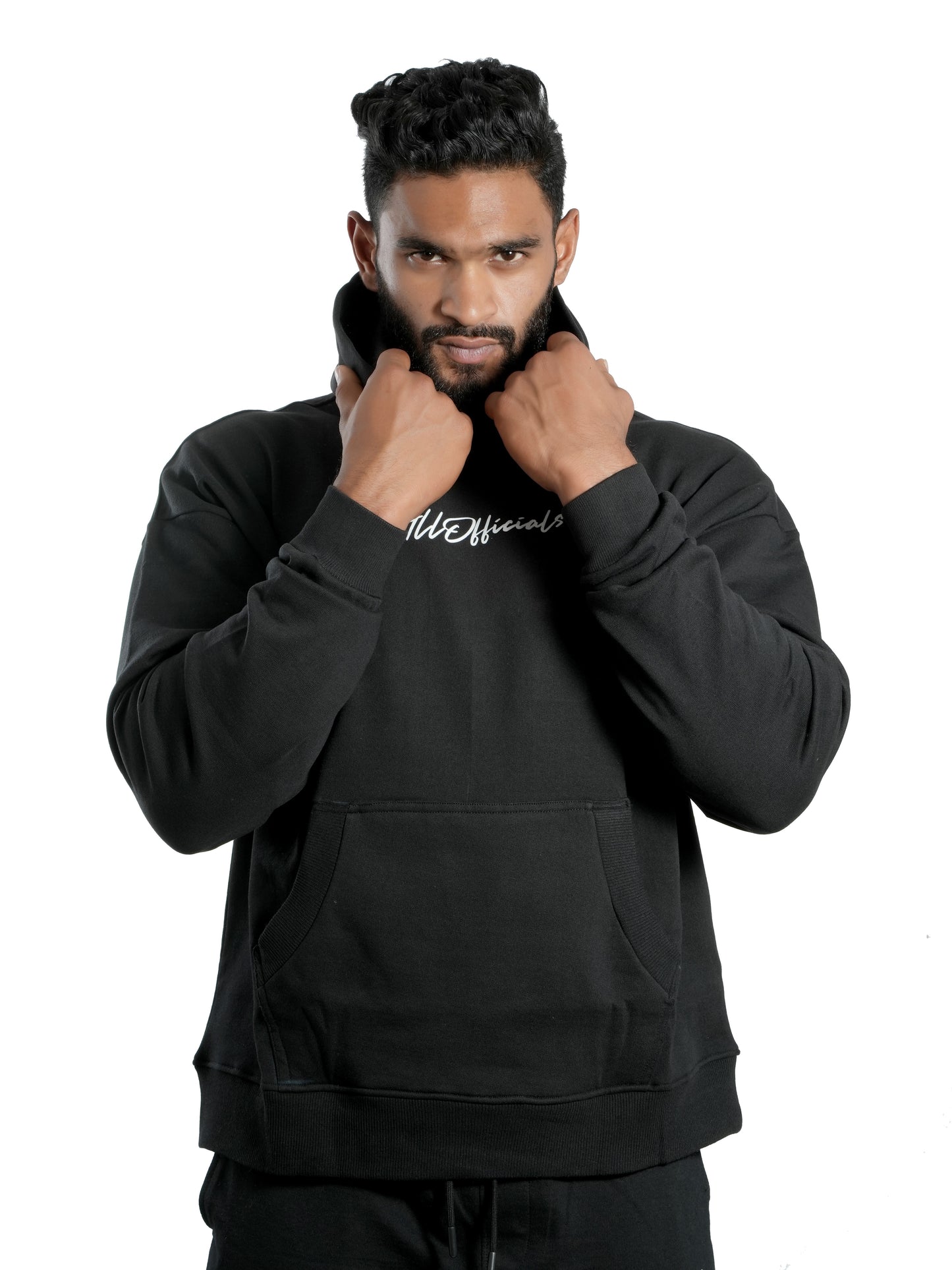 Unisex Signature Oversized Hoodie Black Front