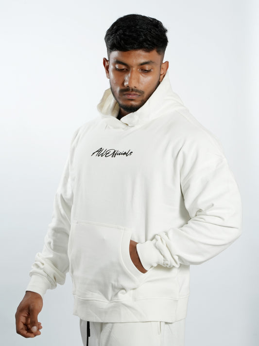Unisex Signature Oversized Hoodie Off-White Left Side M L XL S