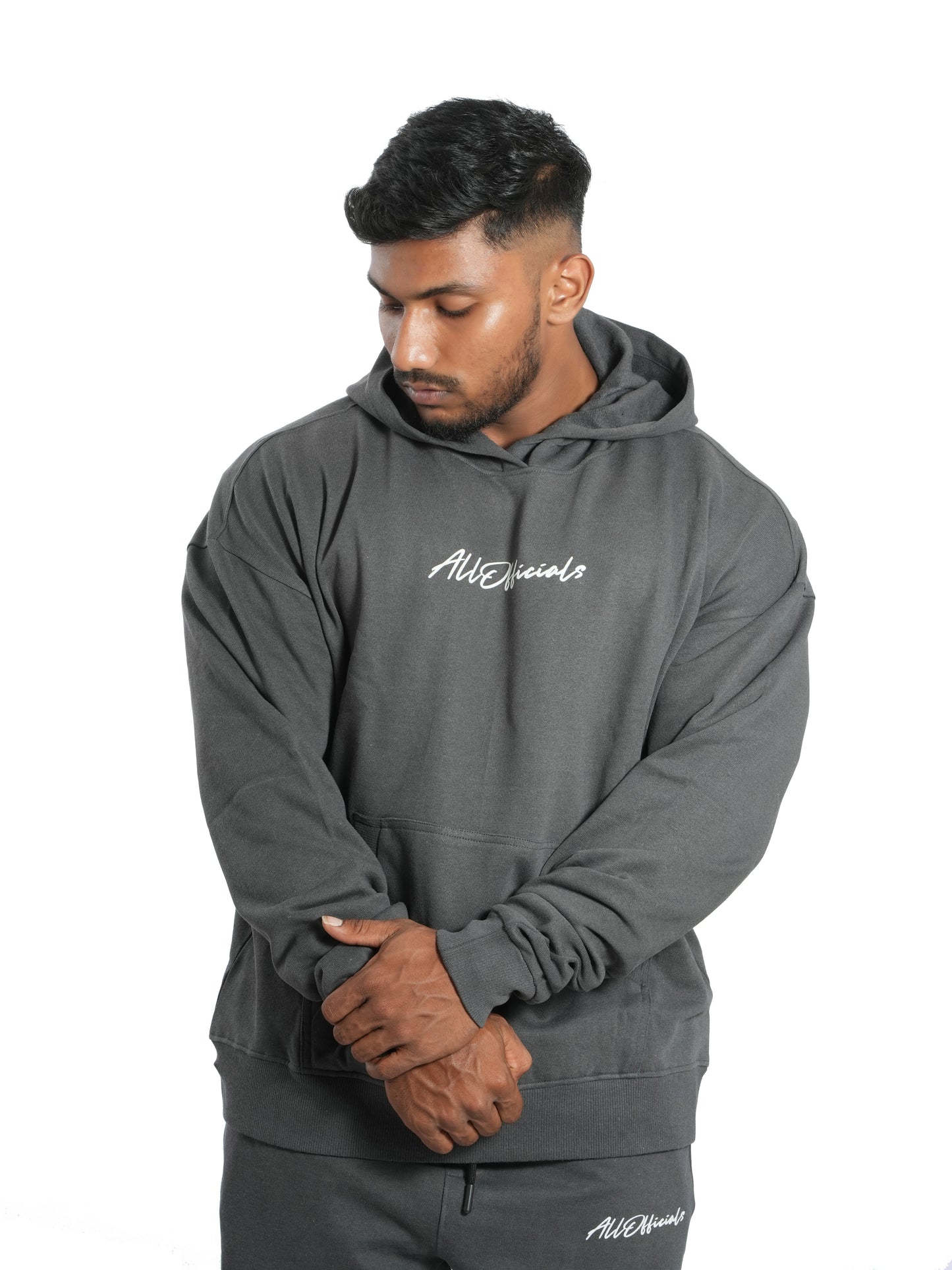 Unisex Signature Oversized Hoodie Steel Grey Front side