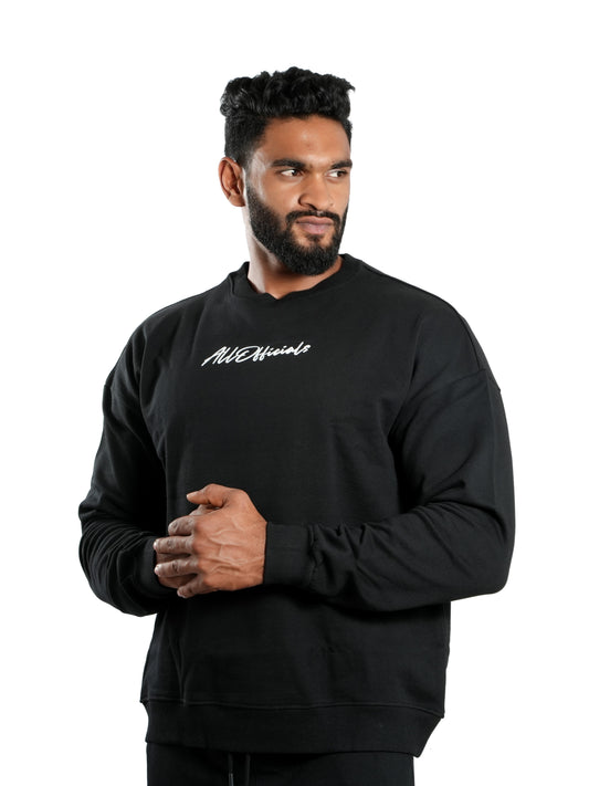 Unisex Signature Oversized Sweatshirt Black S M L XL