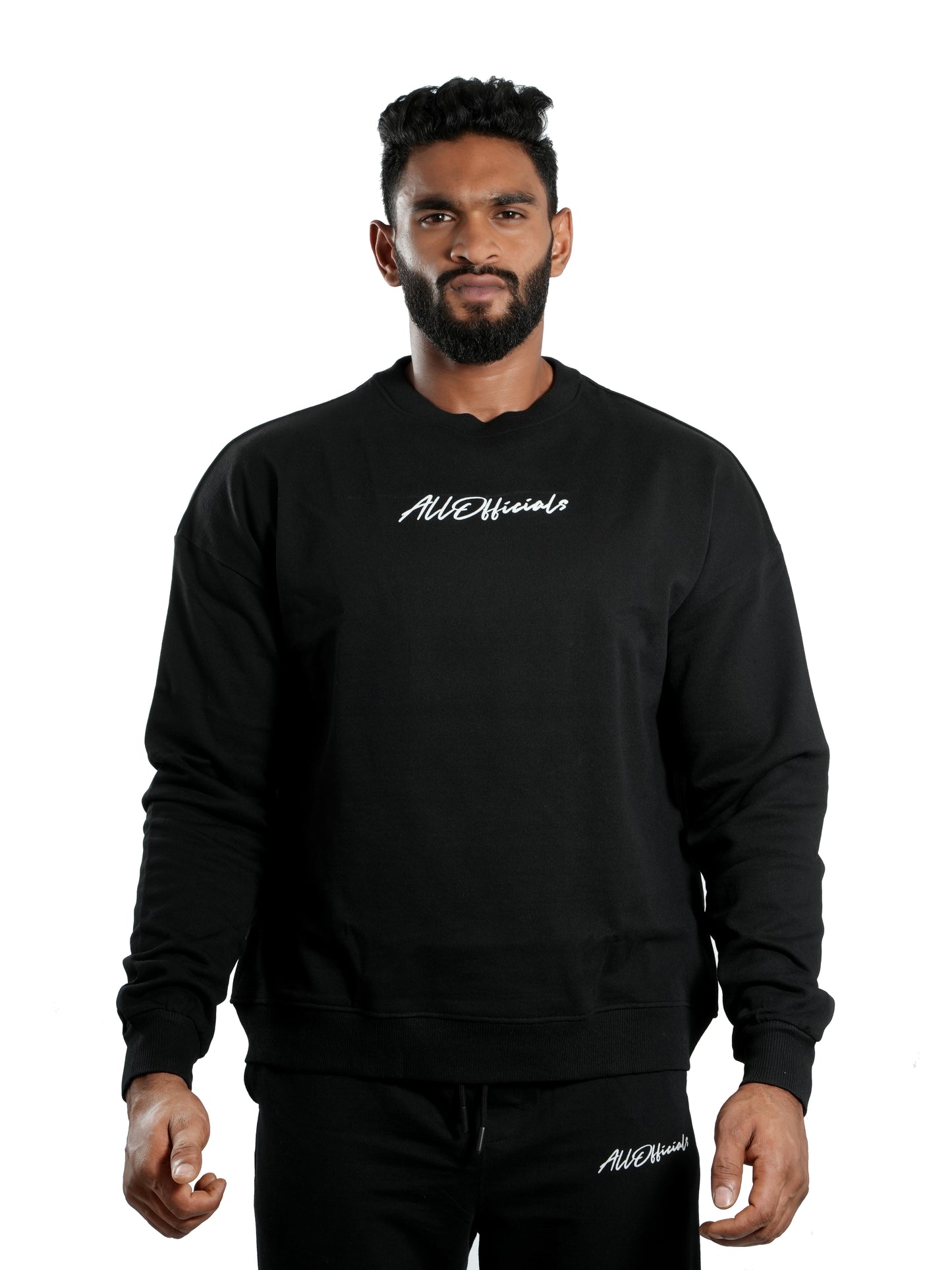 Unisex Signature Oversized Sweatshirt Black Front View