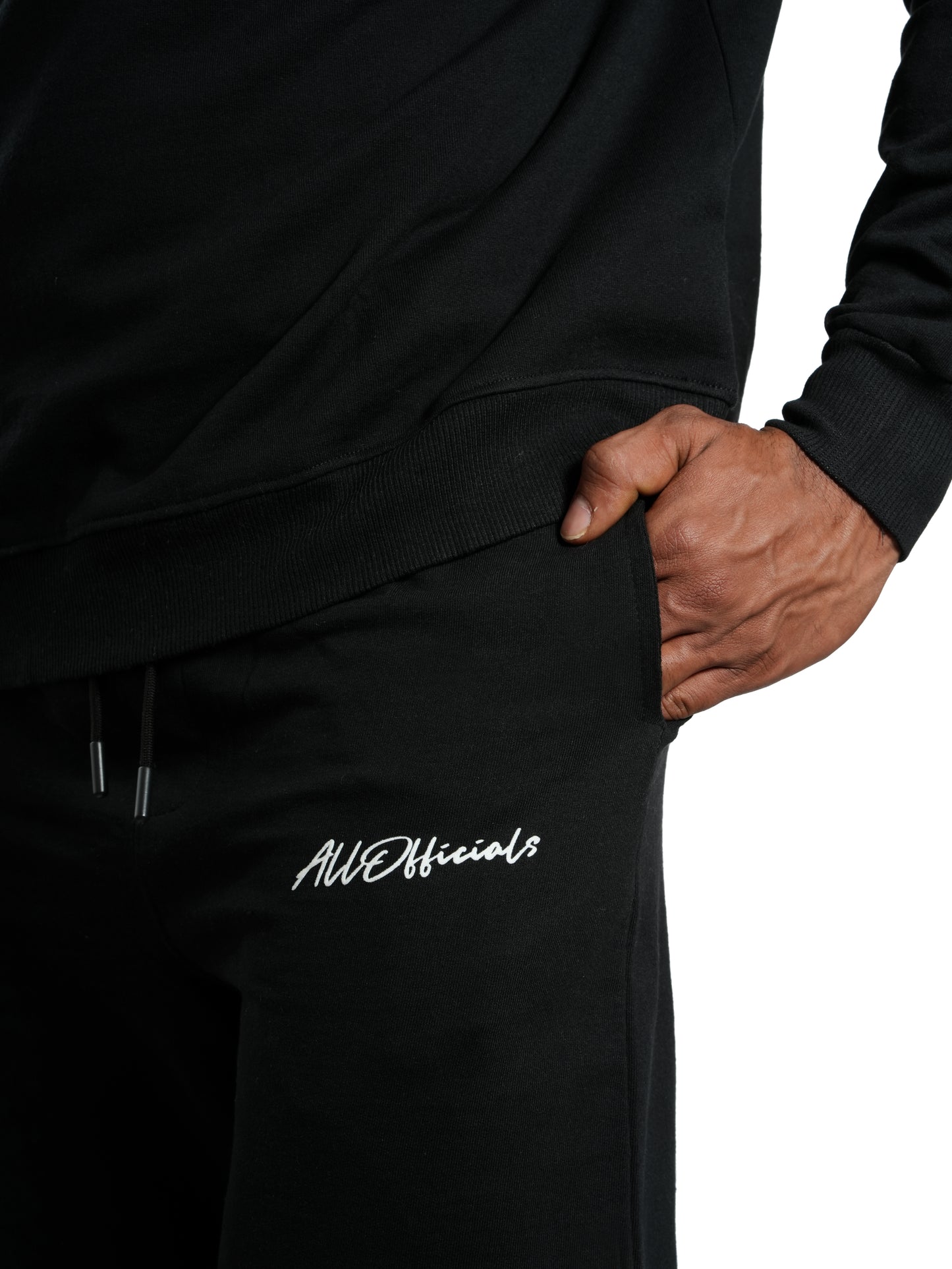Unisex Signature Oversized Sweatshirt Black hand in pocket