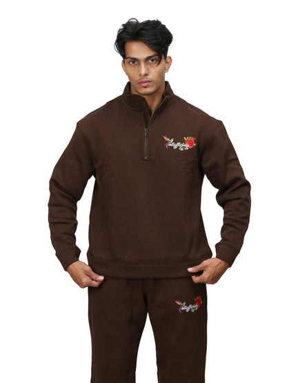 ESSENCE Quarter-Zip Sweatshirt Turkish Coffee
