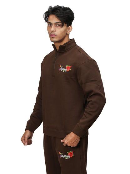 ESSENCE Quarter-Zip Sweatshirt Turkish Coffee
