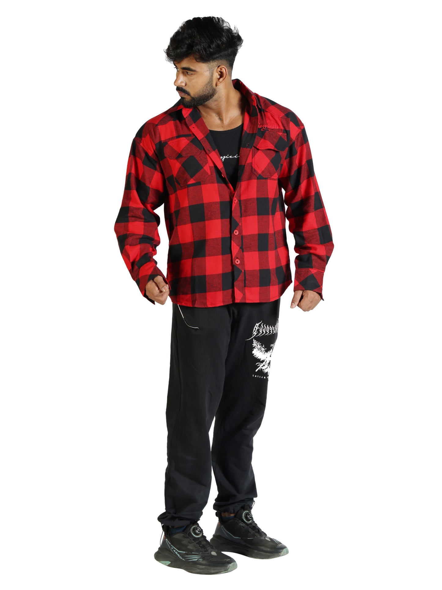 Unisex Oversized Flannel Shirt Red