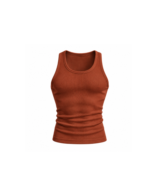 Core Ribbed Vest Rust