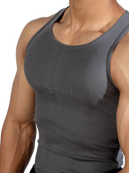 Signature Ribbed Vest Steel Grey
