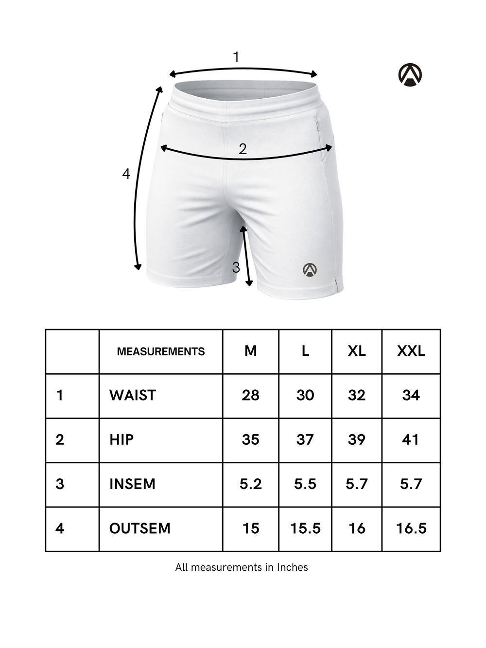 Size Chart for Core Performance Shorts 6