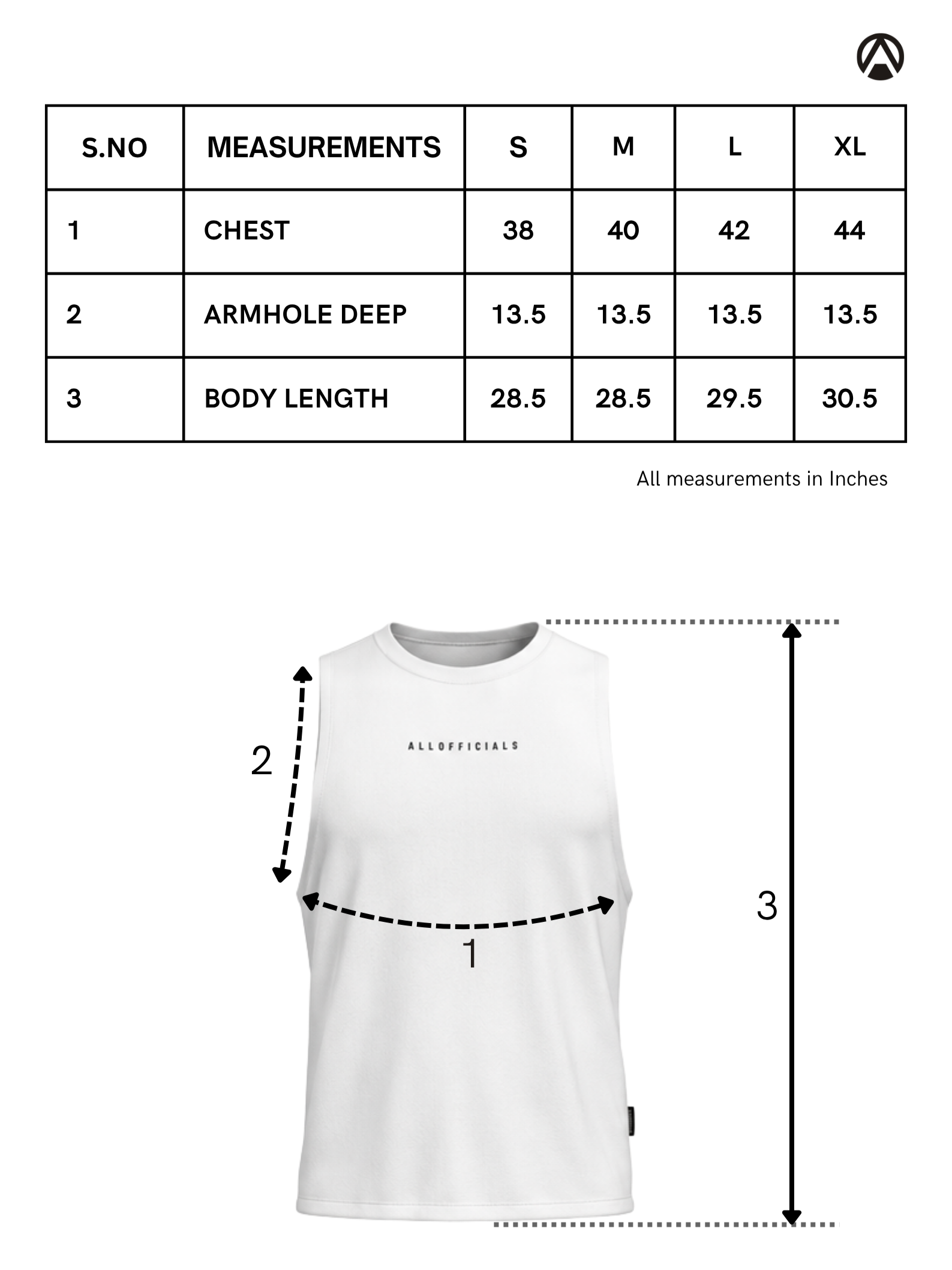 Core Sleeveless Gym Sando Black Measurement