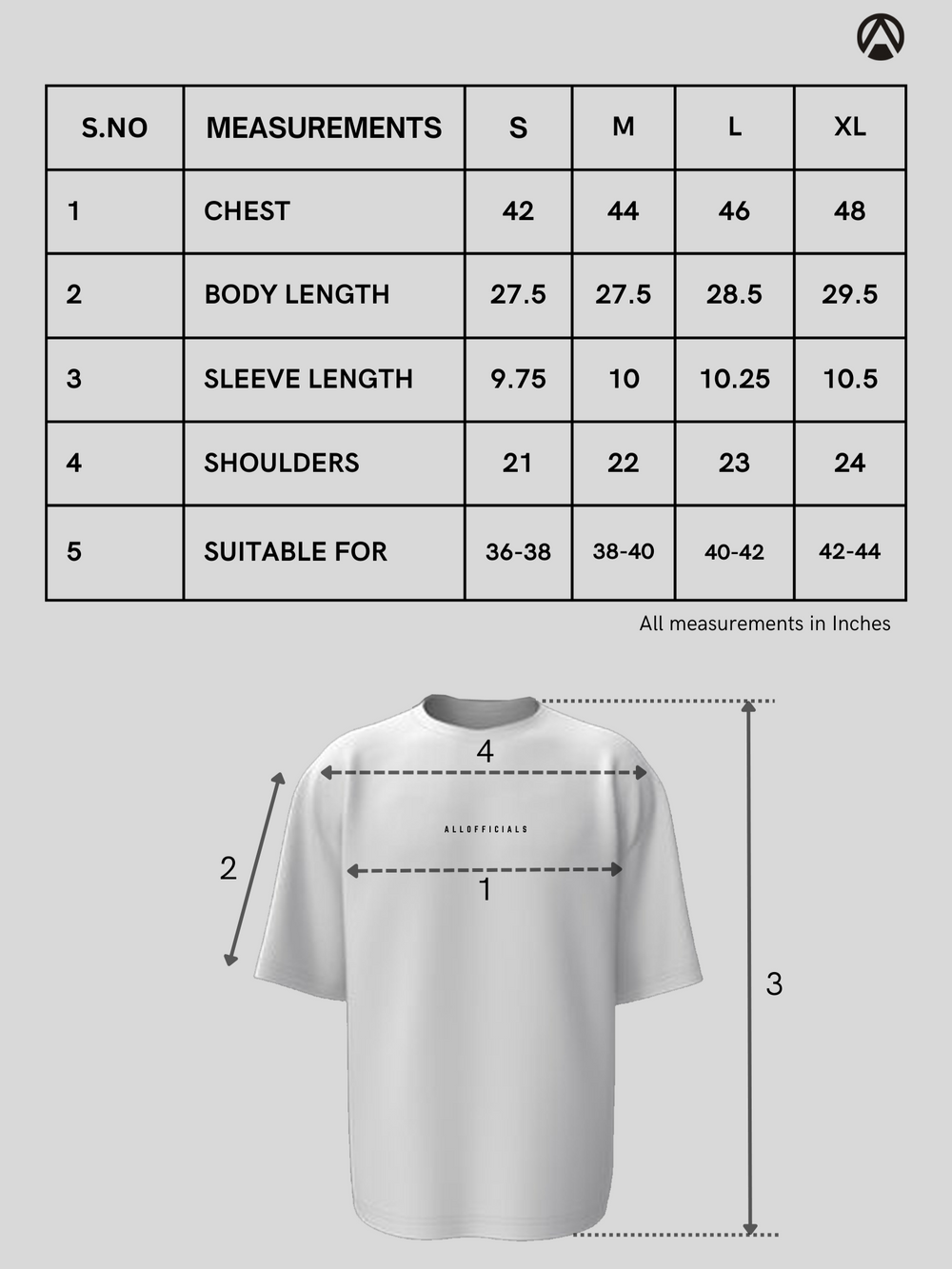 Size Chart for Essential Oversized Tee