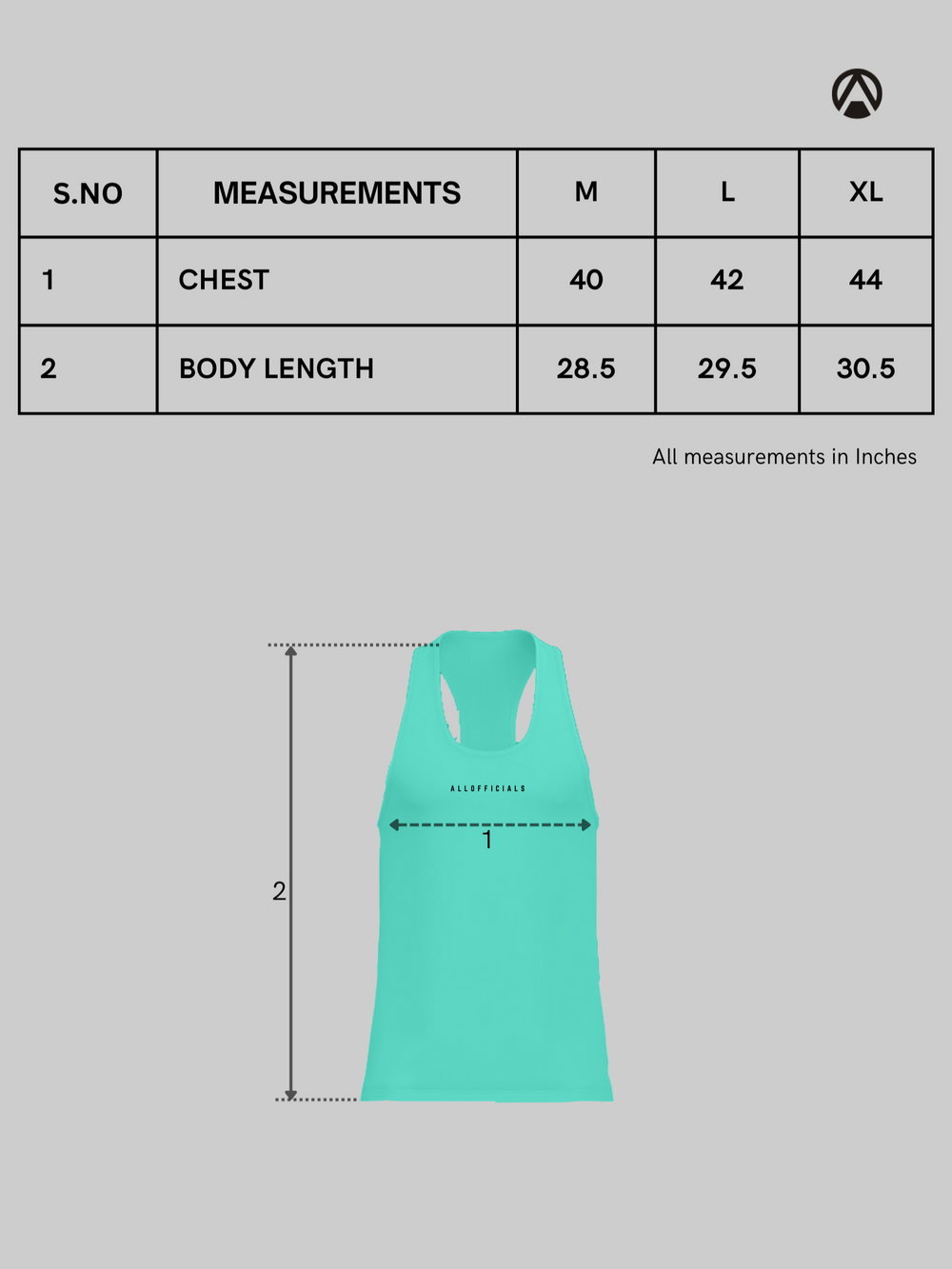 Size Chart for Melange Stringer