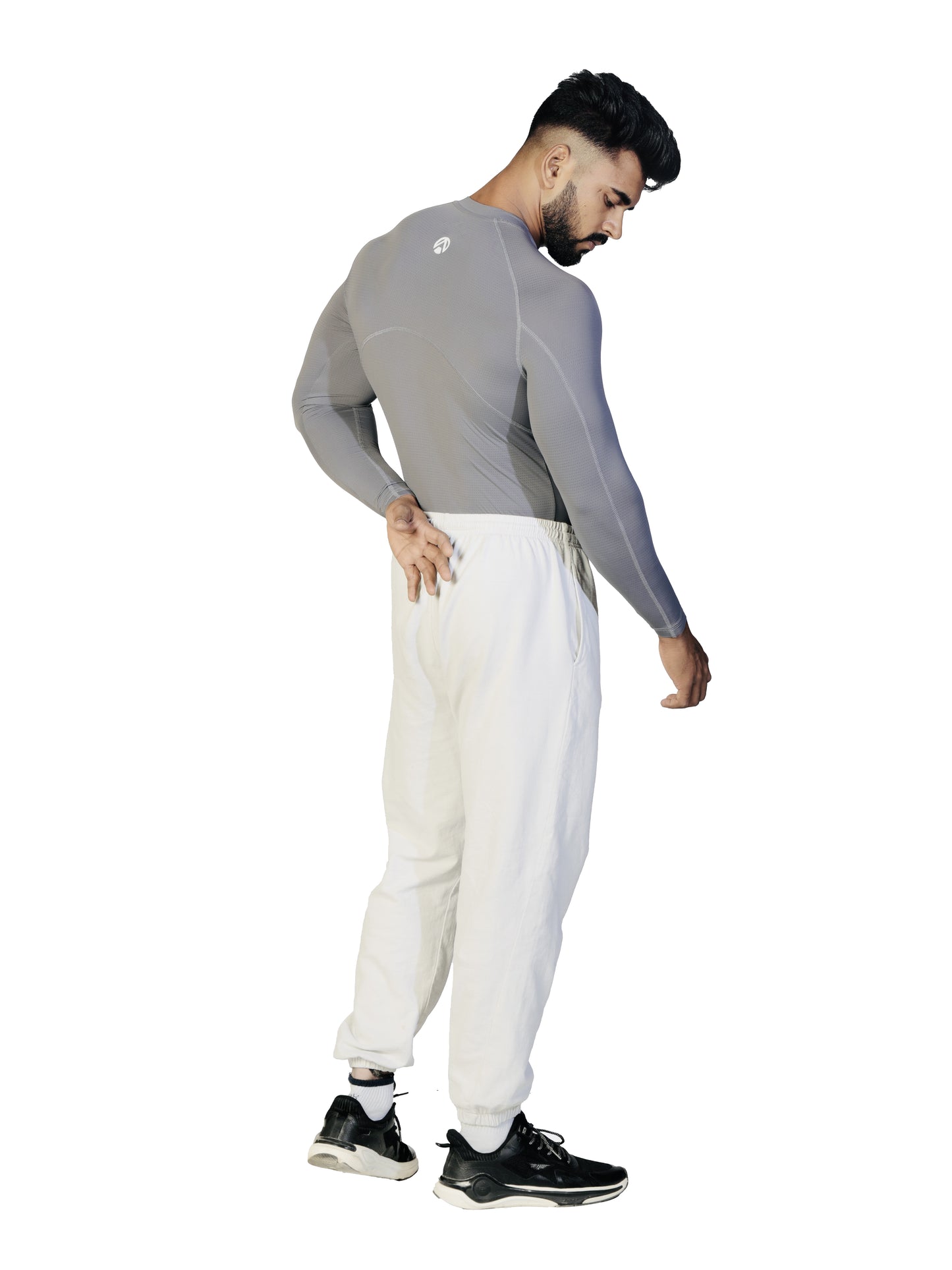 N1 Compression Long Sleeve Medium Grey back right side view