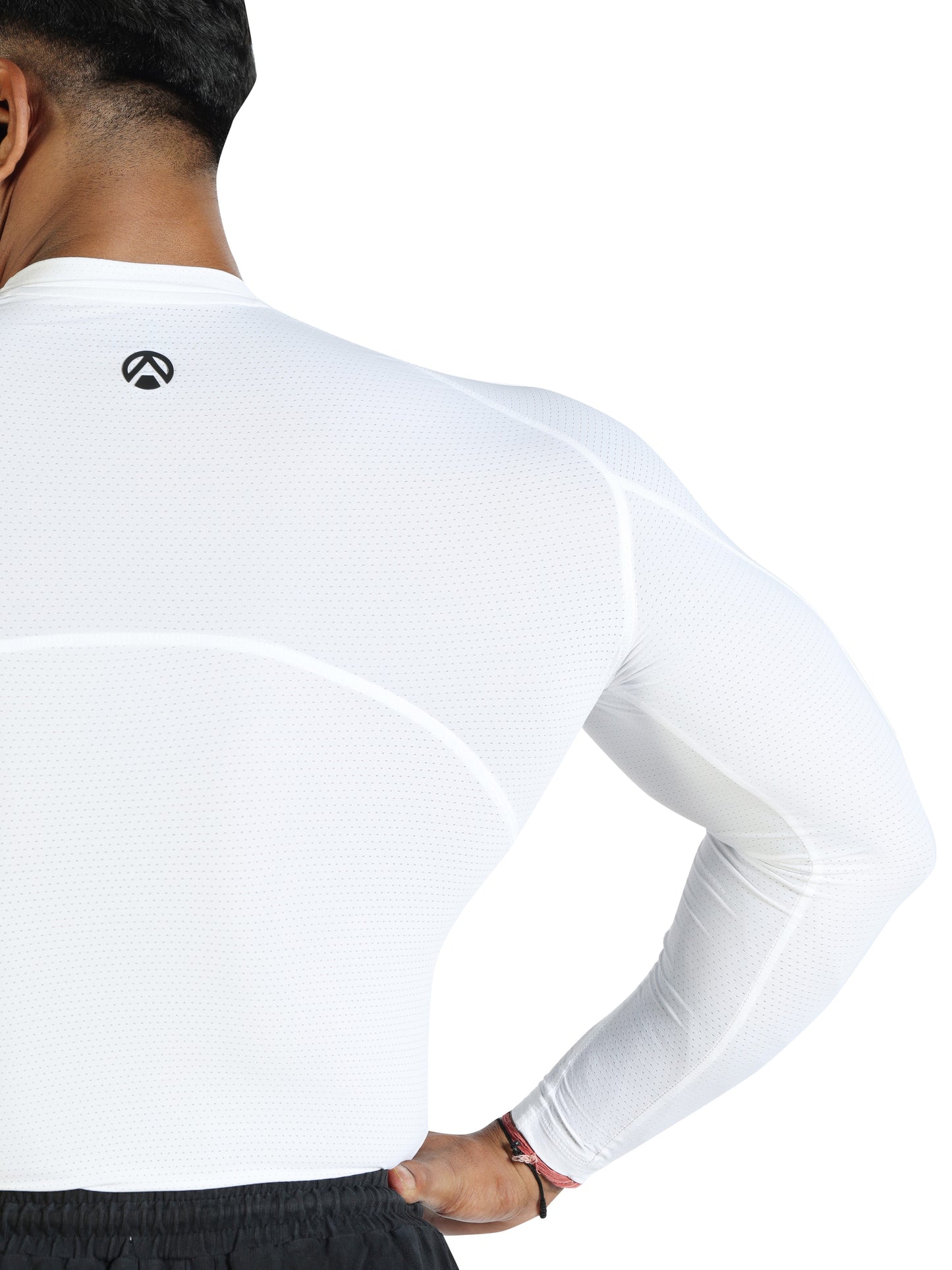 N1 Compression Long Sleeve T-Shirt – Upper Back and Sleeve Design White