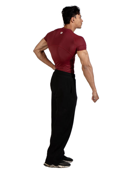 N1 Compression Short Sleeve T-Shirt Winery Back Shoulder, Right Side View