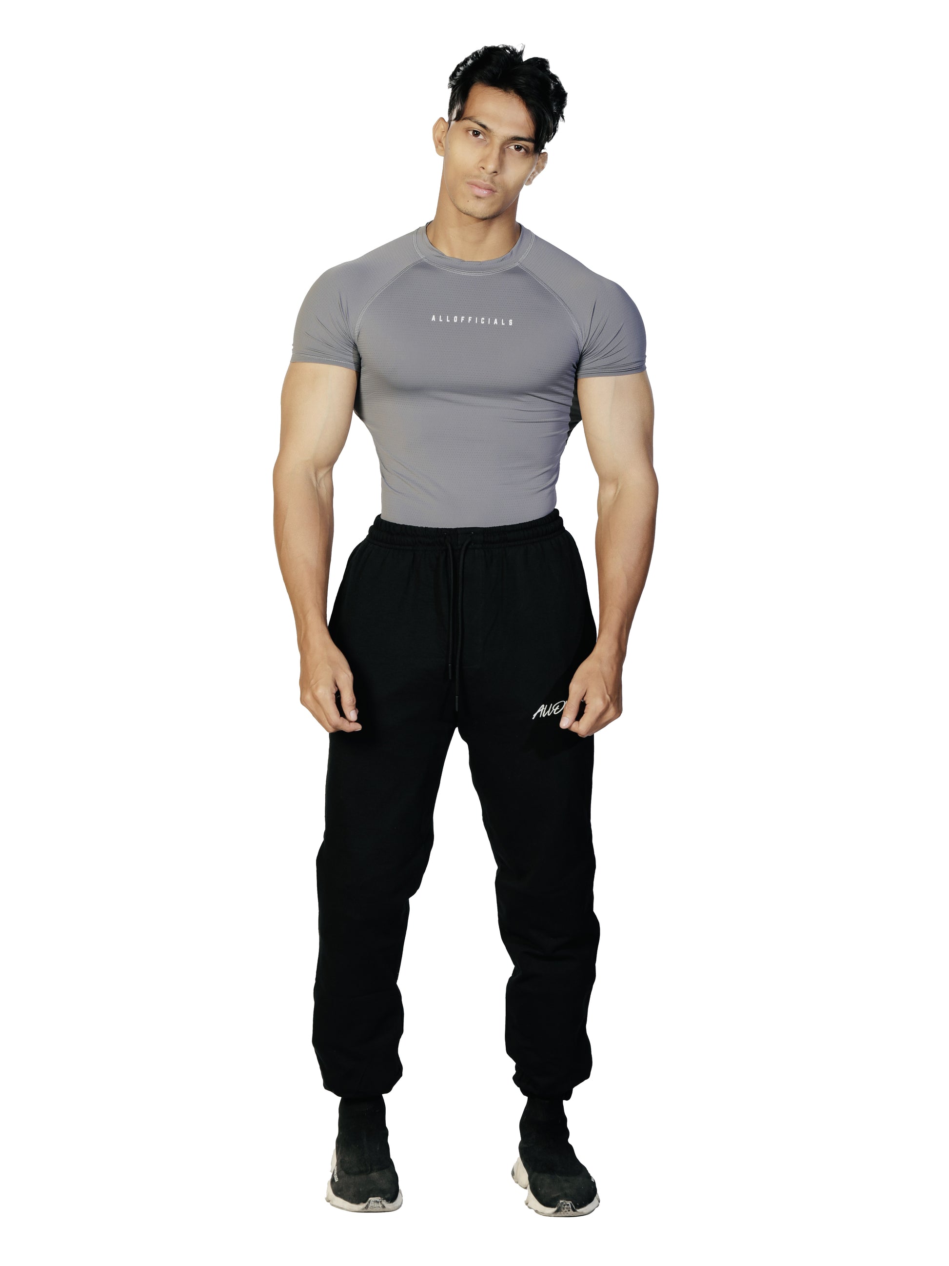 N1 Compression T-Shirt Long Sleeve Medium Grey front view 