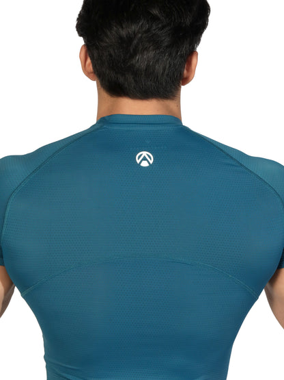 N1 Compression T-Shirt Short Sleeve Airforce Blue Back View