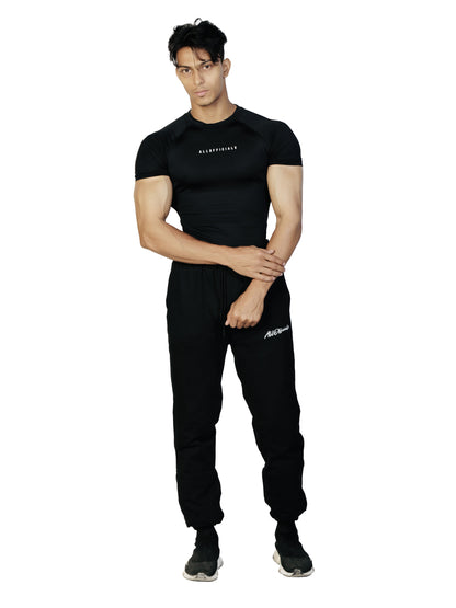 N1 Compression T-Shirt Short Sleeve Black  Front  View