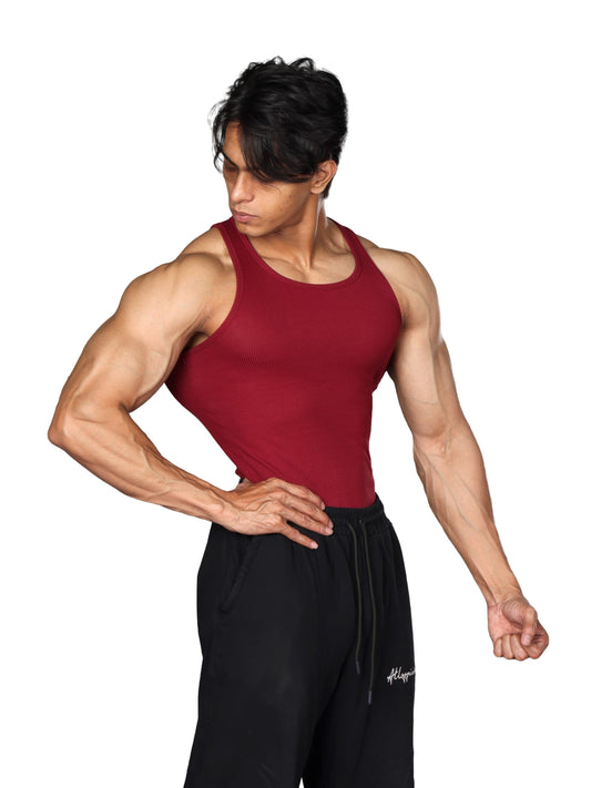 Core Ribbed Vest Rhubarb