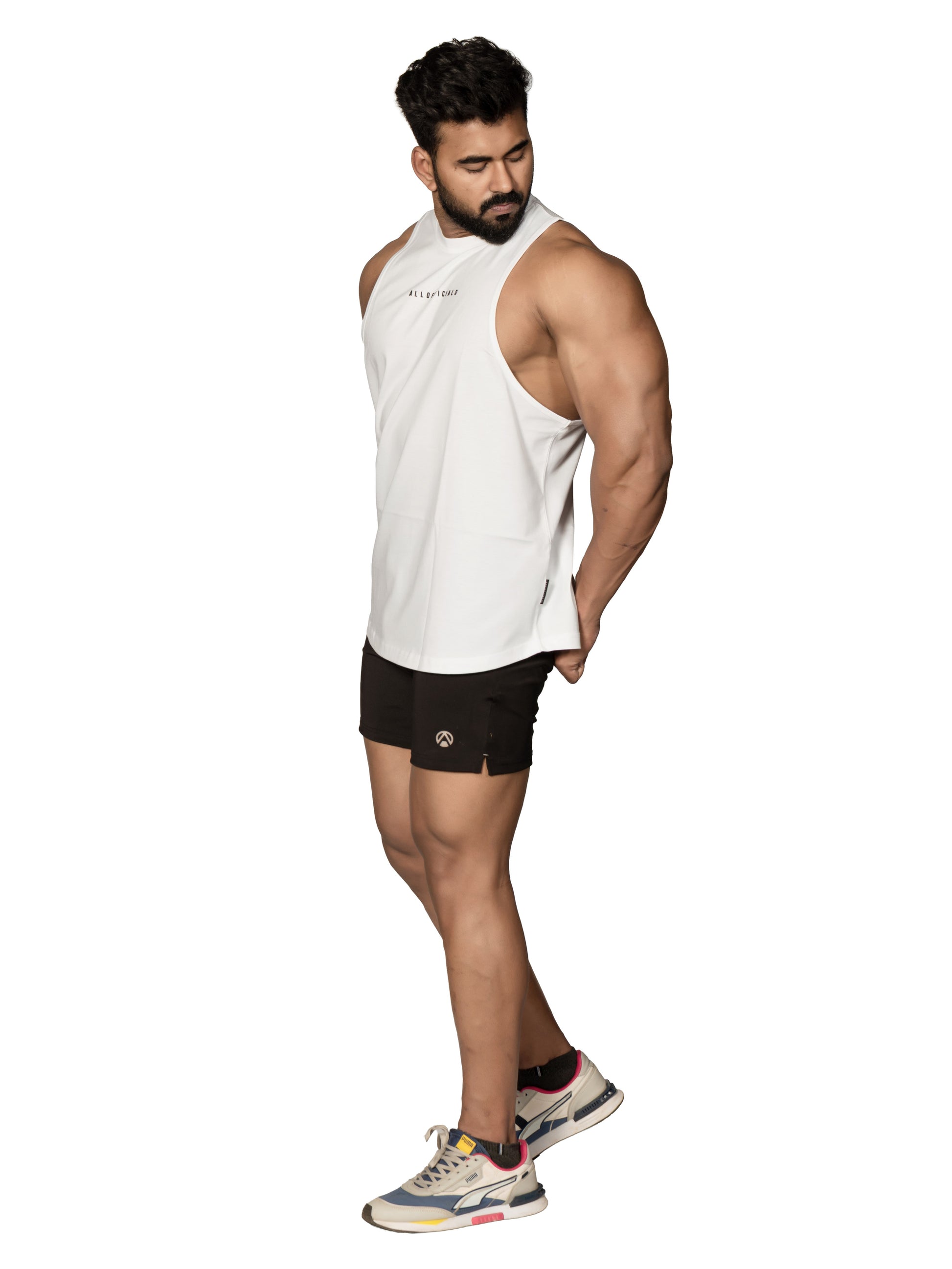 Premium Core Sleeveless White Gym Sando