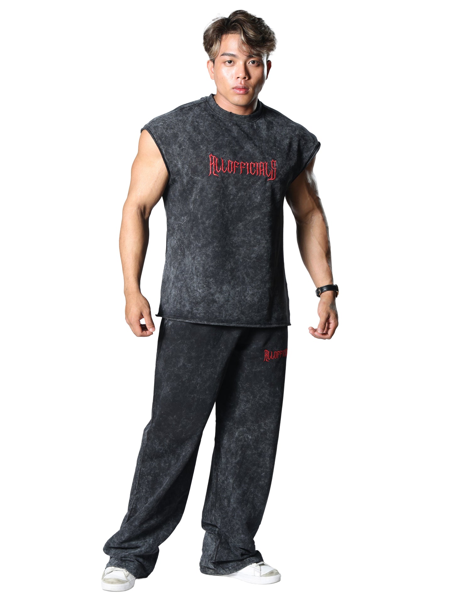 Premium Revenge Washed Black Gym Cut-Offs