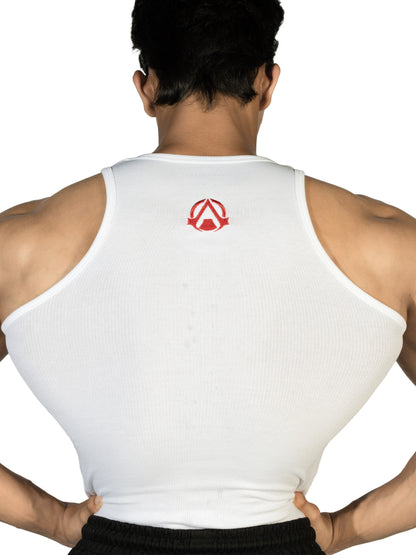 Revenge Ribbed Vest White 