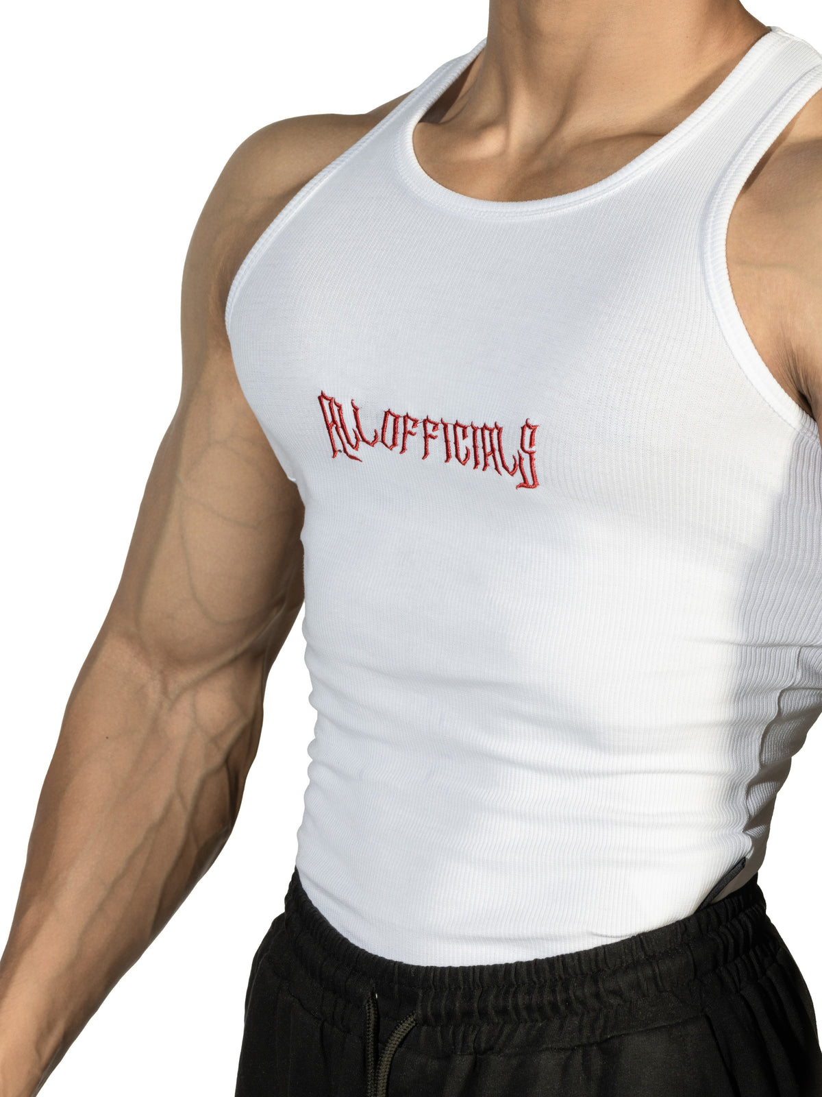 Revenge Ribbed Vest White 