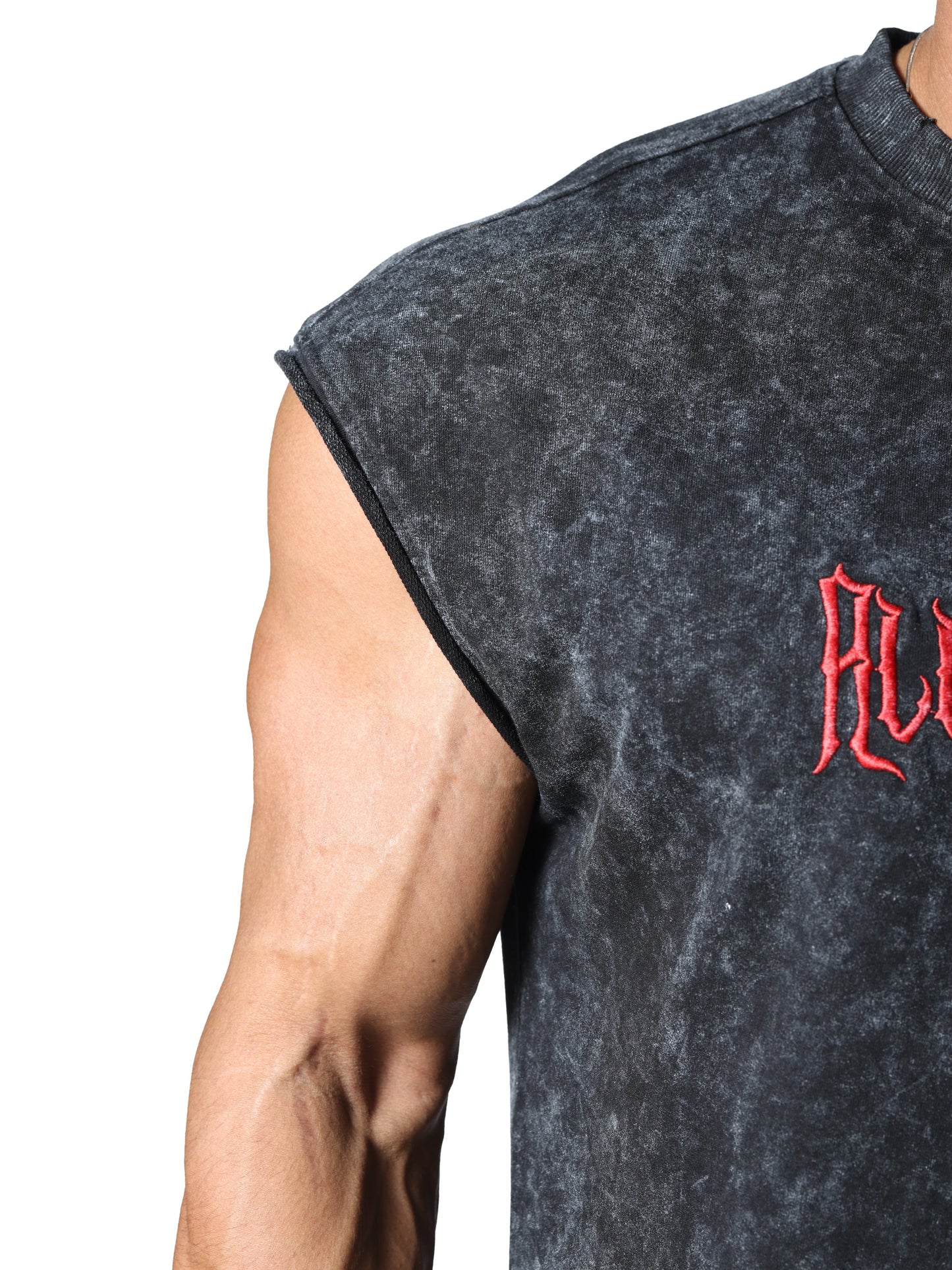 Revenge Washed Black Gym Cut-Offs