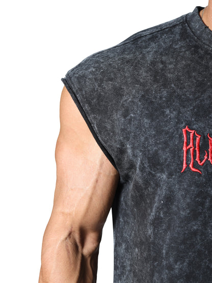 Revenge Washed Black Gym Cut-Offs