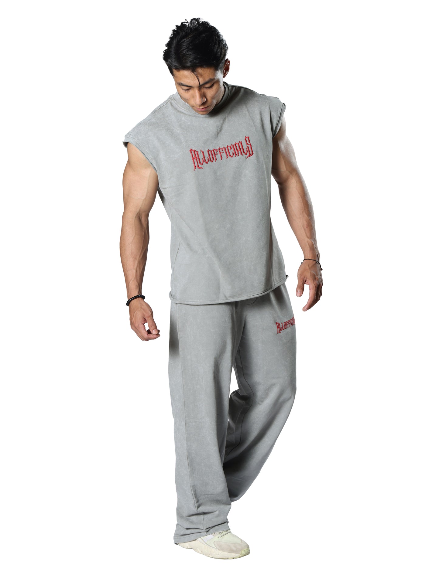 Revenge Washed Grey Gym Cut-Offs