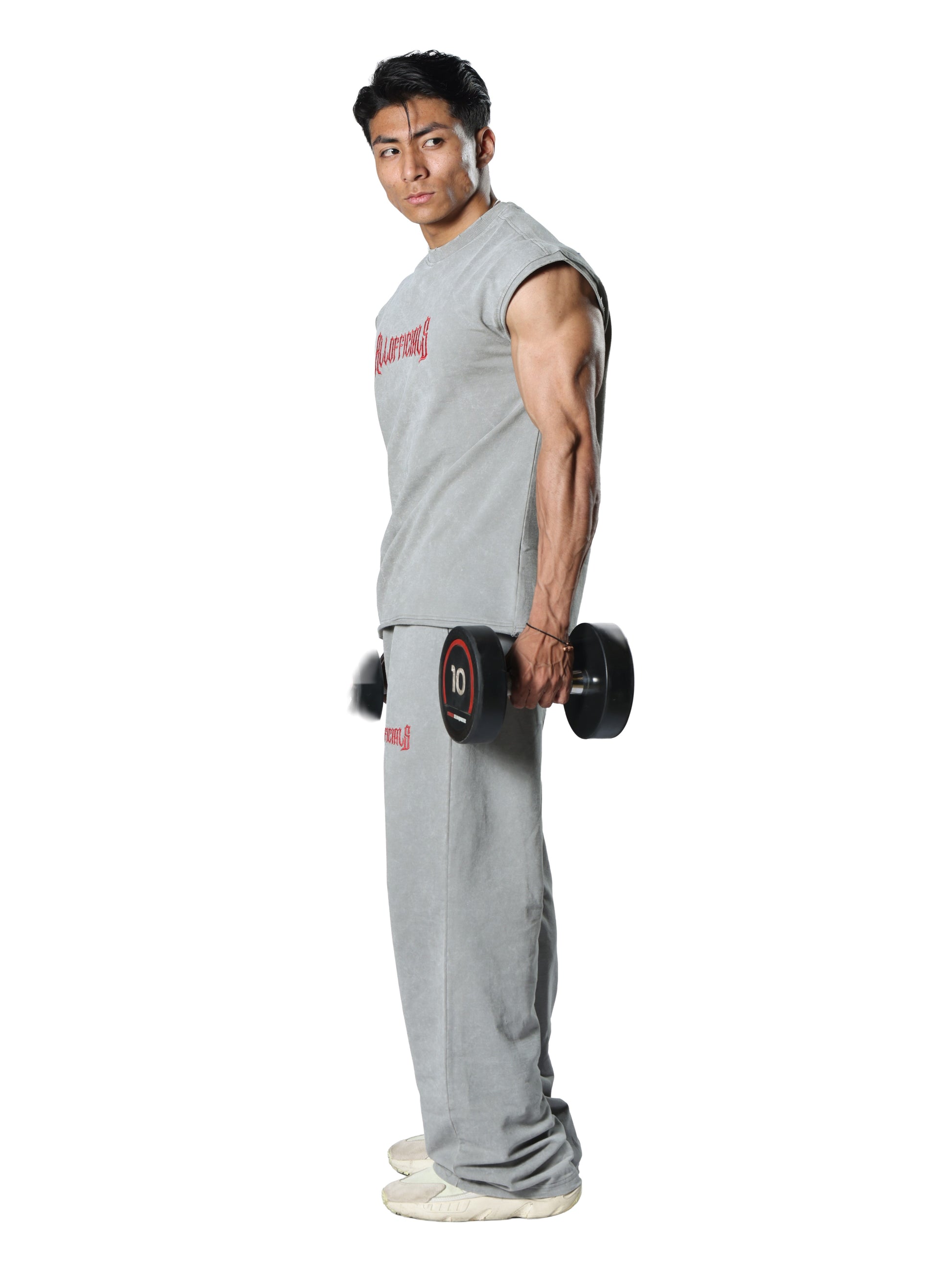 Revenge Washed Grey Men's Gym Cut-Offs