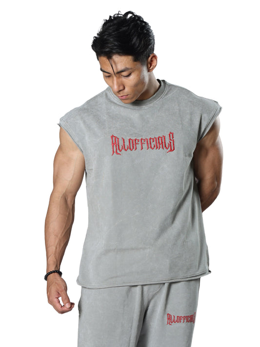 Revenge Washed Gym Cut-Offs Grey