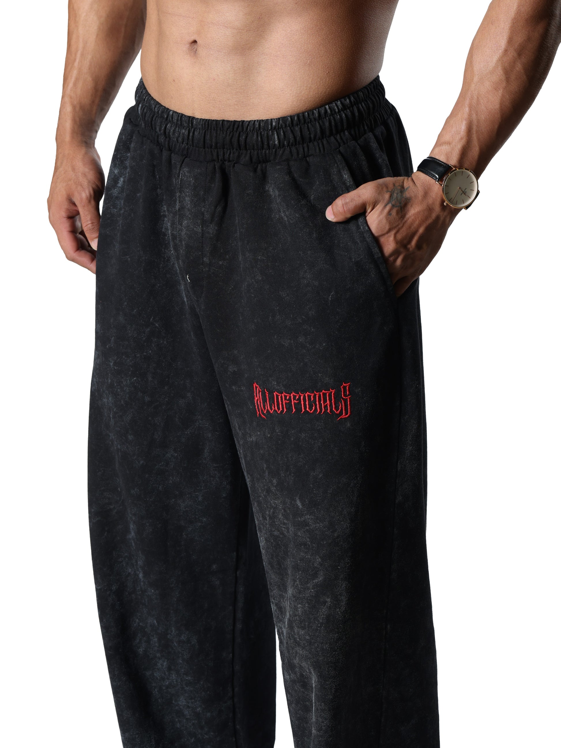 Revenge Washed Gym Joggers Black