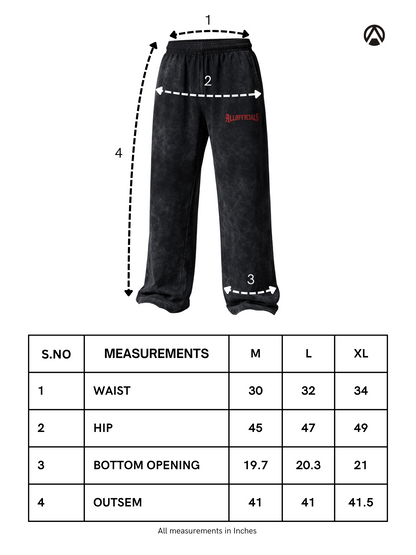 Revenge Washed Joggers Grey Black Measurement
