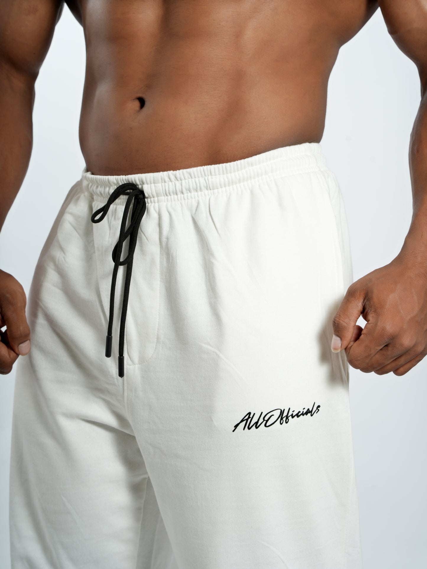 Signature Oversize Tapered Joggers Off White Front