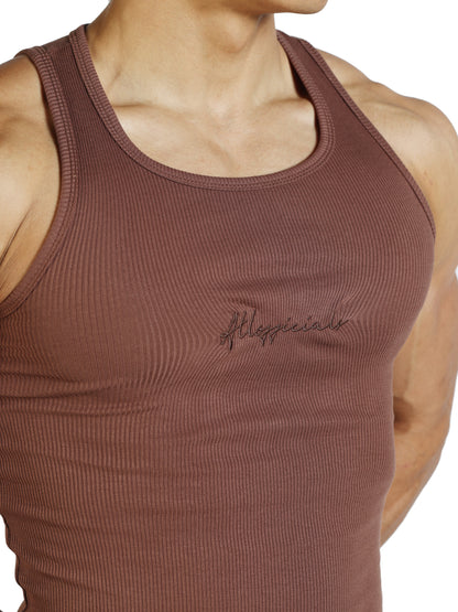 Signature Ribbed Vest Brown