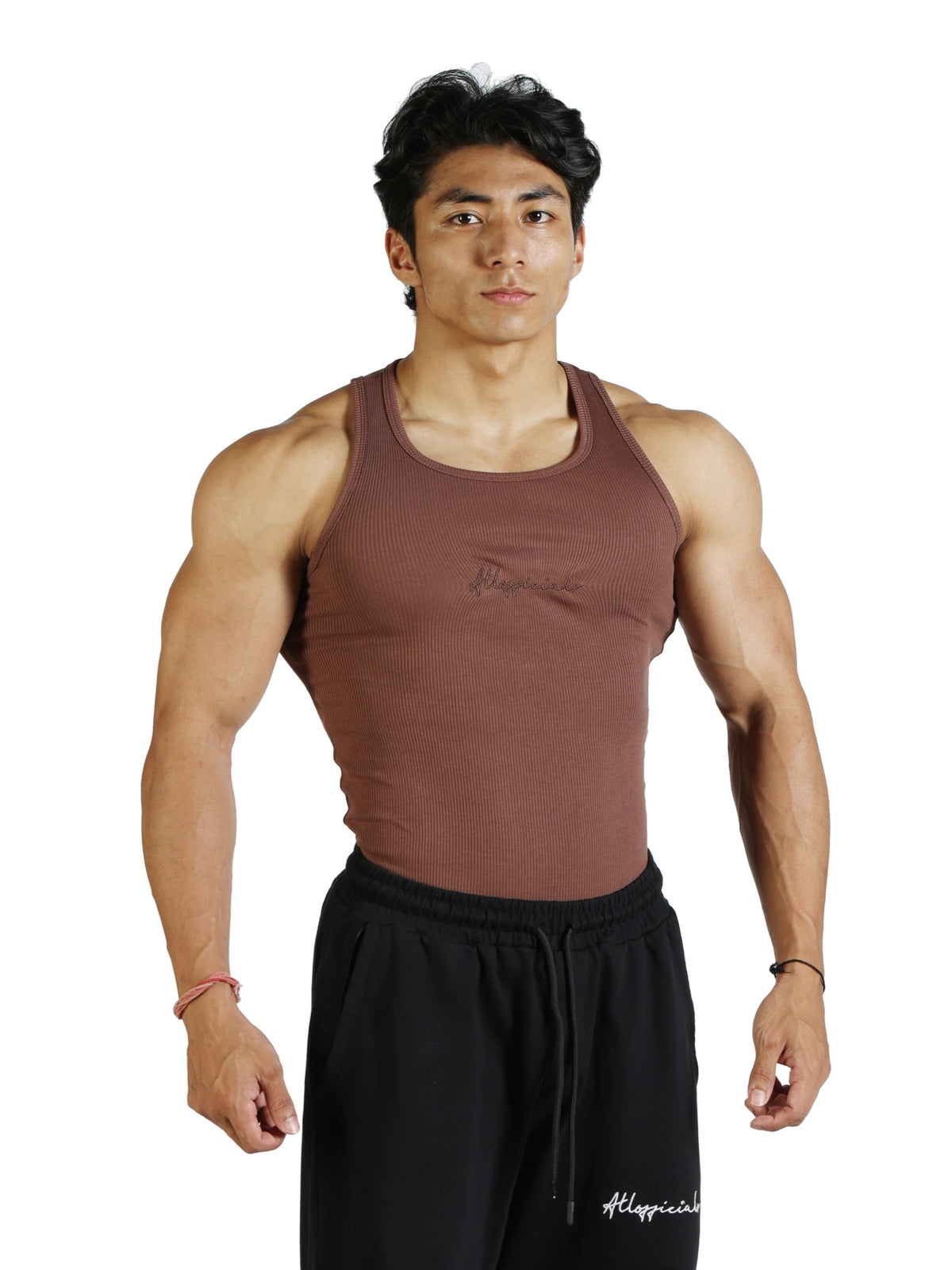 Signature Ribbed Vest Brown