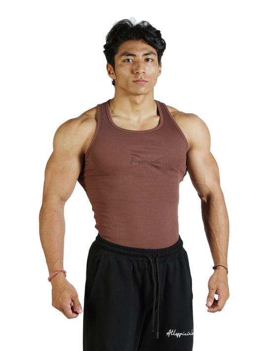 Signature Ribbed Vest Brown