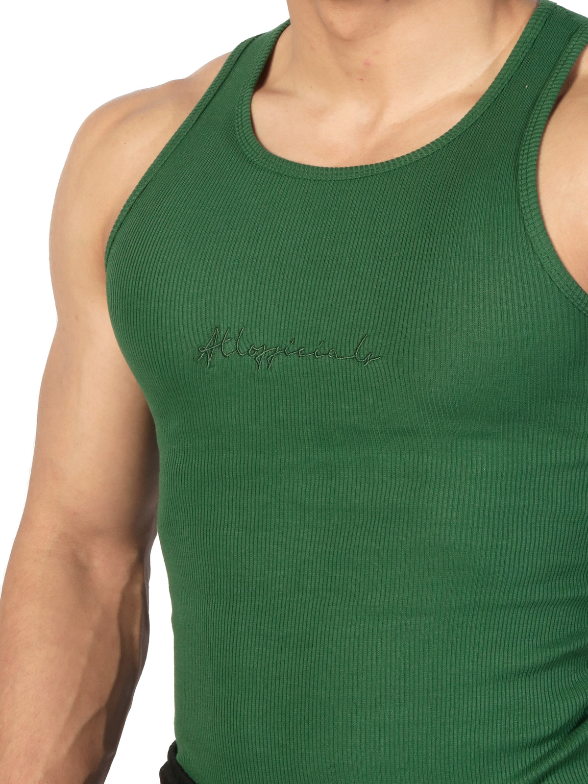 Signature Ribbed Vest Eden Green