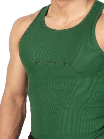 Signature Ribbed Vest Eden Green