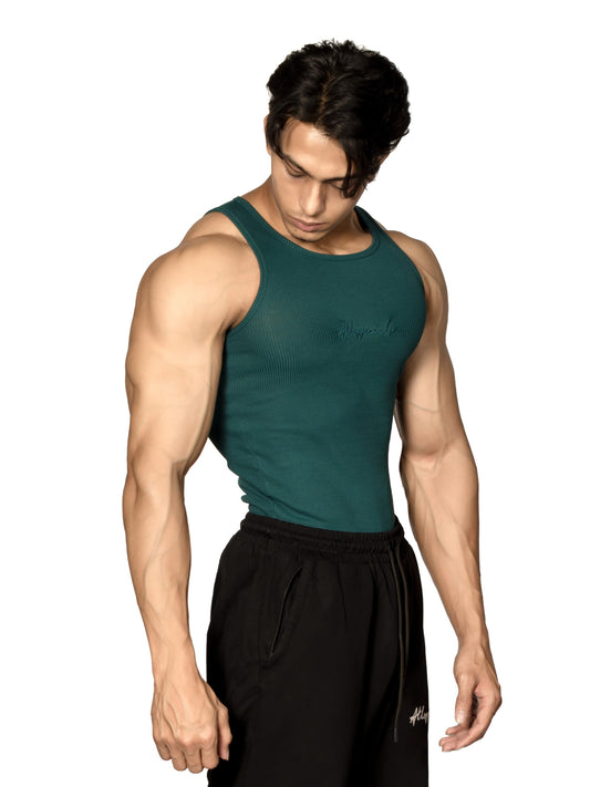 Signature Ribbed Vest Green 