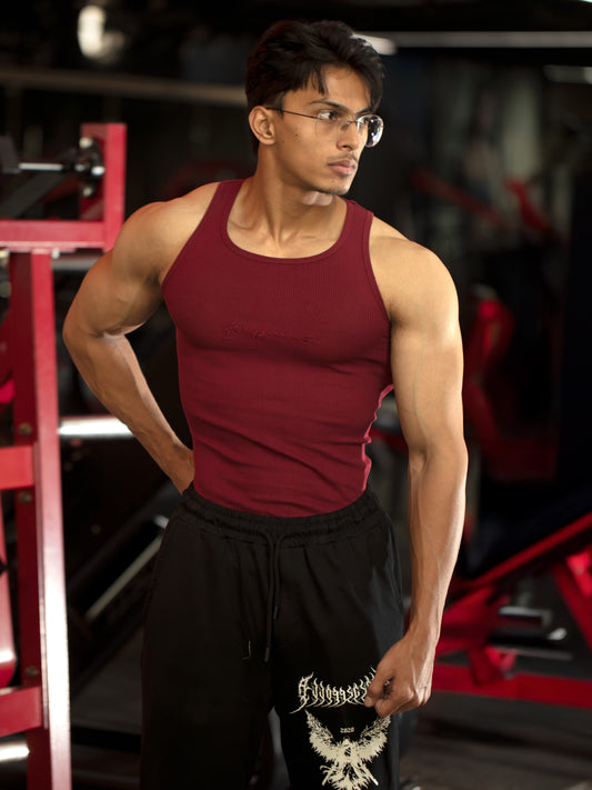 Signature Ribbed Vest Maroon