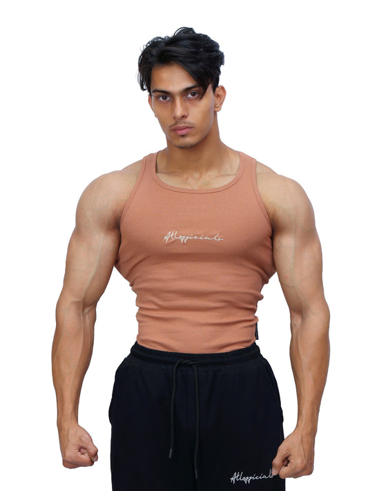 Signature Ribbed Vest Mocha Mousse