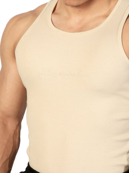 Signature Ribbed Vest Wood Ash