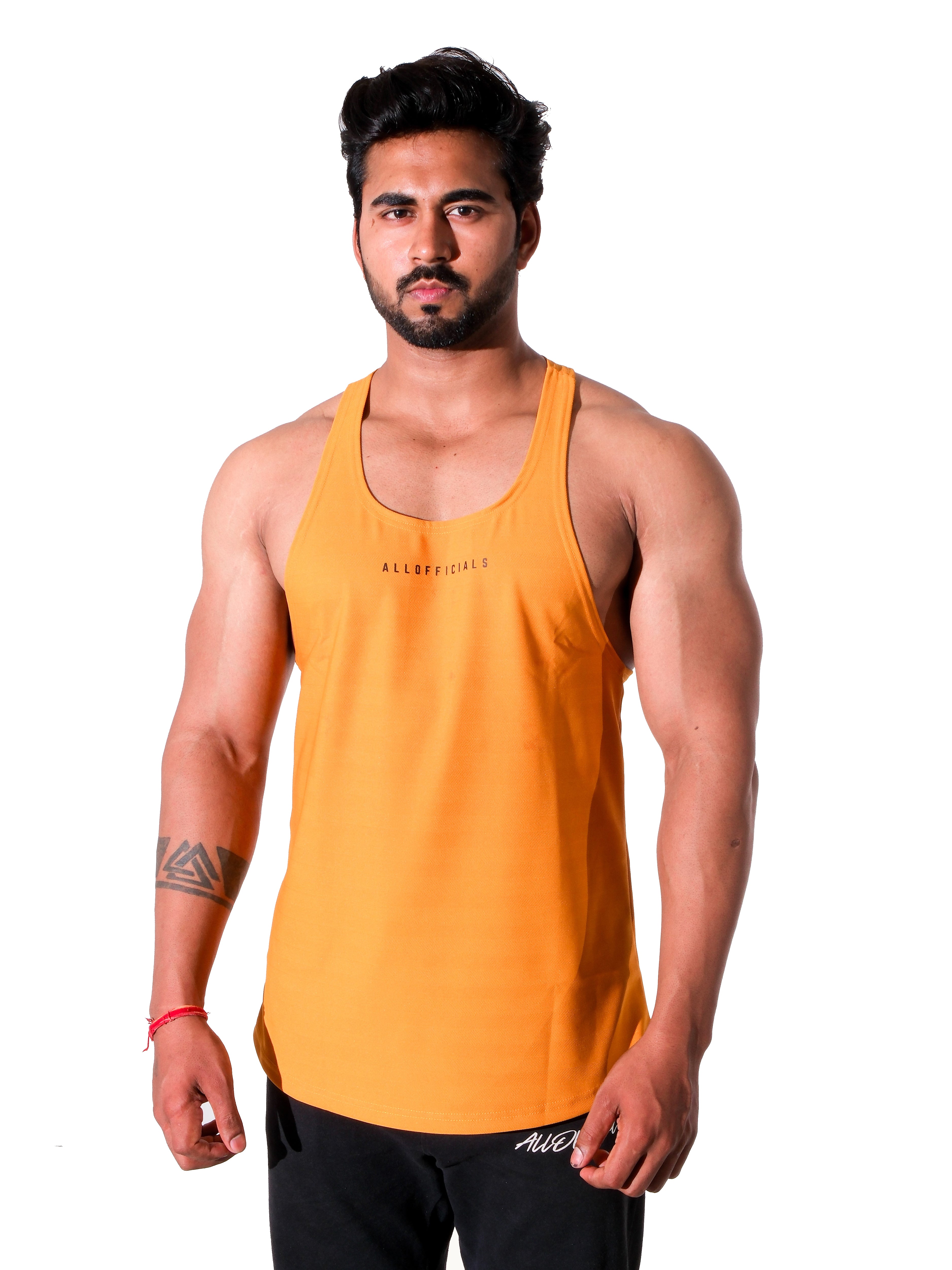 Men’s Twill Gym Stringer Yellow – ALLOFFICIALS